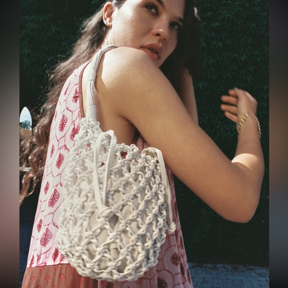 Zara woven handcrafted braided bucket bag shoulder & crossbody - Picture 3 of 9